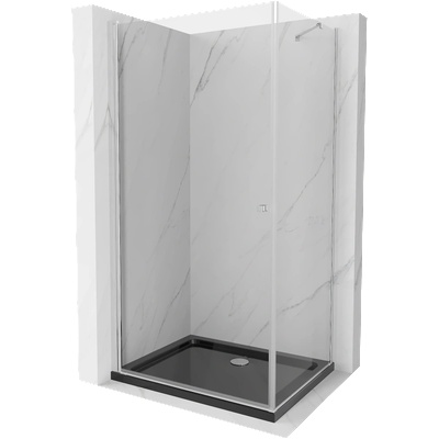 Mexen Pretoria отваряща се душ кабина 80 x 70 см, прозрачна, хром + поддушова (852-080-070-01-00-4070)