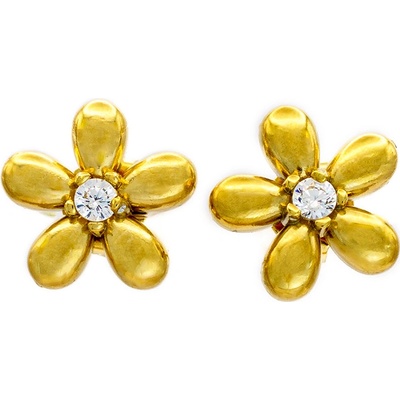 BRUNOshop.cz Náušnice KYTIČKA s kamínkem gold S4535