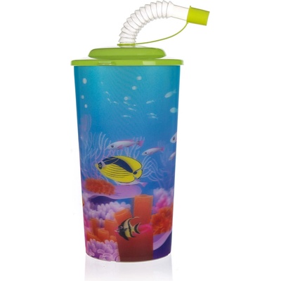 BANQUET kelímek SEA s víčkem a brčkem PH 470 ml