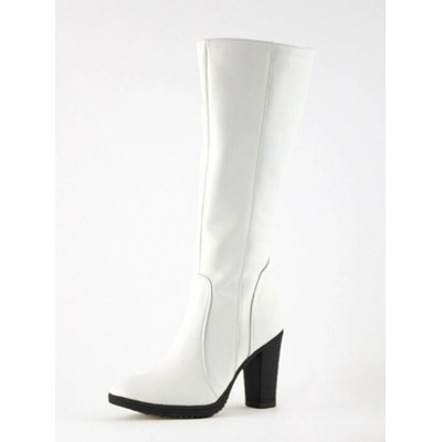 Ema Elegantní kožené kozačky model 08 v bílé