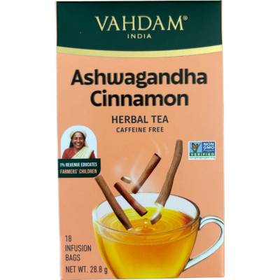 VAHDAM Ashwagandha Cinnamon bylinný porcovaný čaj 28,8 g 18 vreciek