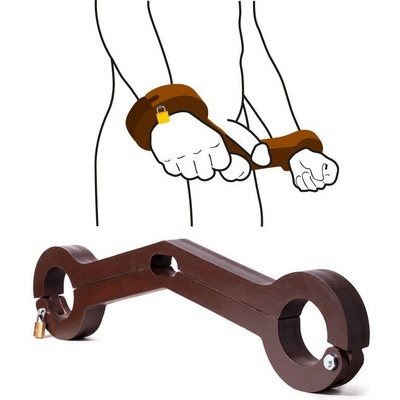 Rimba Bondage Play Humbler Ball & Wrist Lock Brown