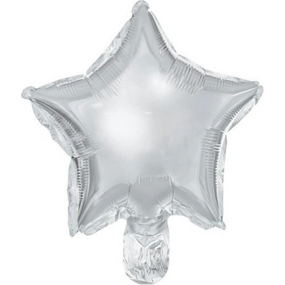 PartyDeco Balóniky fóliové hviezdy strieborné 25 cm