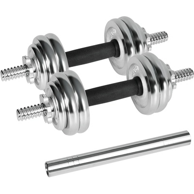 Rebel RBA-2326 Chrómované liatinové nastaviteľné činky v kufríku s konektorom 2 x 7,5 kg