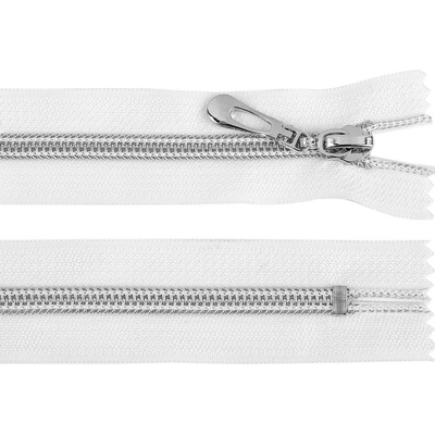Prima-obchod Spirálový zip No 7 délka 18 cm se stříbrnými zoubky, barva 101 bílá