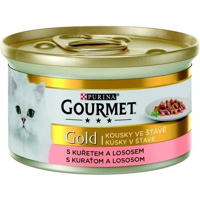 Gourmet Gold KK Kousky masa ve štáve s lososem & kurecím masem 85 g