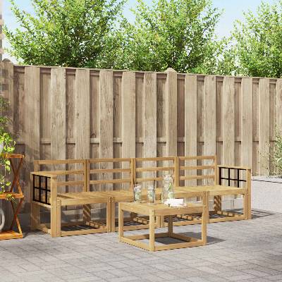 vidaXL Комплект дивани за открито 5 pcs Бяло 59 x 59 x 37 см (3387218)
