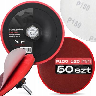 TRCR 50x BRÚSNE KOTÚČE Brúsny Papier na SUCHÝ ZIPS 125 mm P150 BRÚSNY KOTÚČ Pad M14