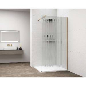 POLYSAN Esca - Стена за душ кабина 80x210 см, Antidrop, стъкло Flute/матово злато ES1380-04 (ES1380-04)