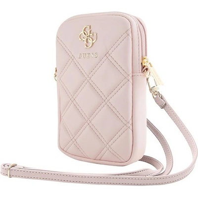 Guess PU Quilted 4G Metal Logo Wallet Phone Bag Zipper Black GUWBZPSQSSGK