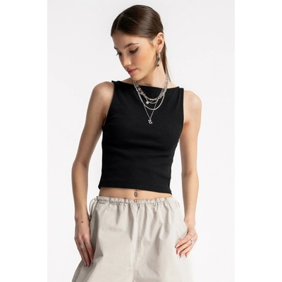 Reporter Young vypasovaný lodičkový Crop Top černá