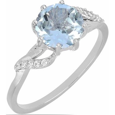 Nefertitis Prsten stříbrný s velkým Blue Sky topazem a zirkony 015554 BT