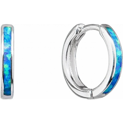 Evolution Group strieborné náušnice kruhy so syntetickým opálom modré 11403.3