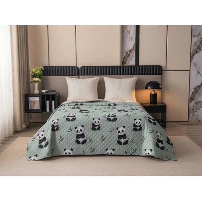 Textilomanie Přehoz na postel PANDA RELAX zelený Rozměr: 170 x 210 cm