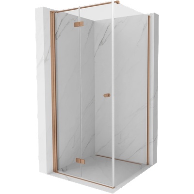 Mexen Mist-F сгъваема душ кабина, лява 80 x 80 см, прозрачна, четкан мед - 8A6T-080-080-65-00-L (8A6T-080-080-65-00-L)