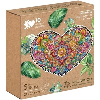 Milliwood mandala lásky dřevěné srdce 150 dílků