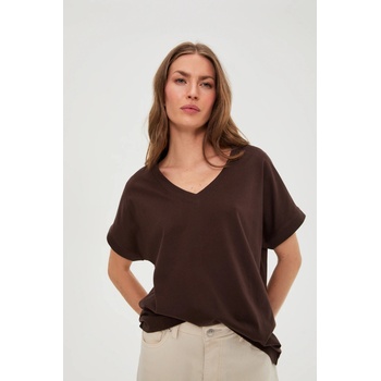 Moodo Тениска с деколте кафява Moodo Moodo | Kafyav | ЖЕНИ | XXL