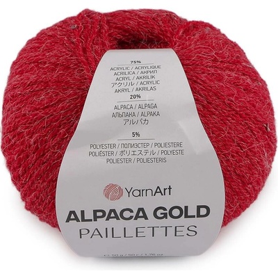 Pletací příze Alpaca Gold s flitry 50 g Varianta: 4 (9307) červená, Balení: 1 ks 60464/156279/279961