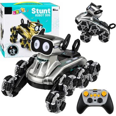 LEAN Toys Robotický pes na diaľkové ovládanie strieborný