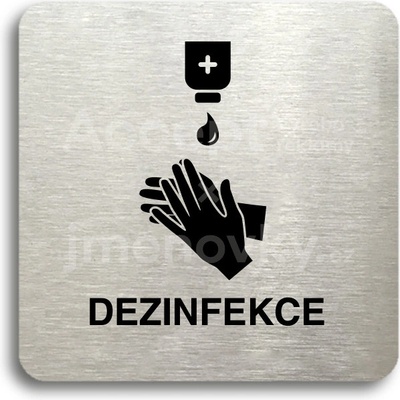 ACCEPT Piktogram dezinfekce III - stříbrná tabulka - černý tisk bez rámečku