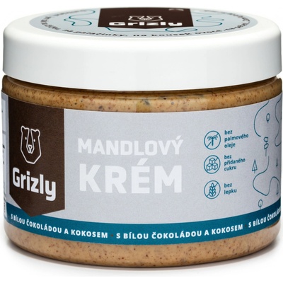GRIZLY Mandlový krém s bielou čokoládou a kokosom 500 g