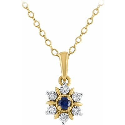 Eppi prívesok v tvare kvetu so zafírom a prírodnými diamantmi Aarav P49816