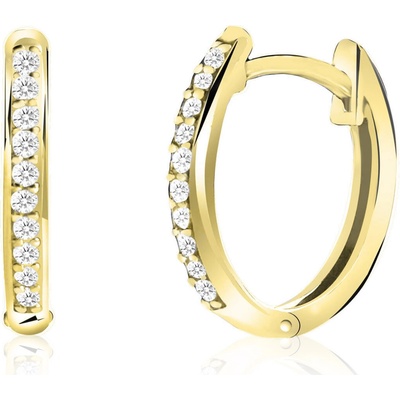 Duppi dámske náušnice krúžky DU 32492 zo žltého zlata s kamienkami bielymi