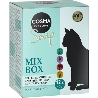 Cosma 24x40г смесена опаковка 2, (4 вида) Cosma Soup за котки