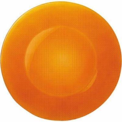 Bormioli Luigi Talíř skleněný mělký pr. 31 cm, oranžový