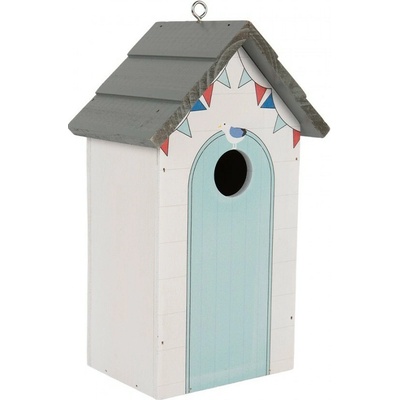 Modro-bílá dřevěná ptačí budka jako plážový domek Birdhouse - 15*10*22 cm - Clayre & Eef – Hledejceny.cz