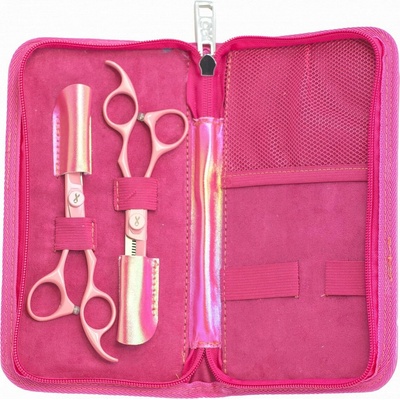 Sada kadeřnických nůžek 5,75" a efilačních nůžek 6,35" Olivia Garden Silk Cut Think Pink Edition 2025