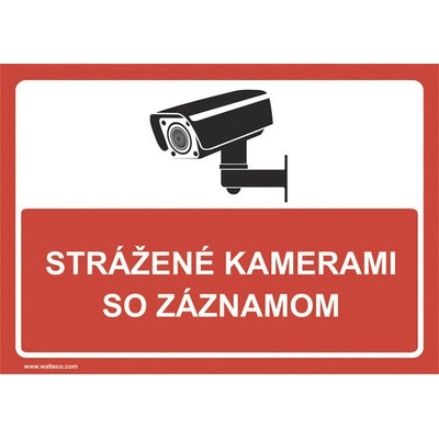 Výstražná tabuľka Strážené kamerami so záznamom 297 x 210 mm