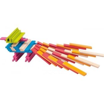 Woodyland Дървен конструктор в кофа естествен/цветен - Emma, 200 бр