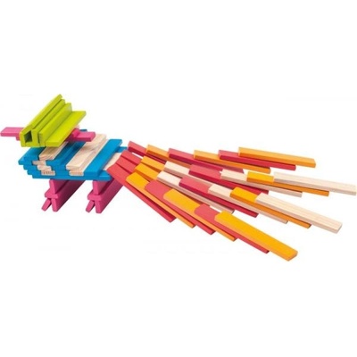 Woodyland Дървен конструктор в кофа естествен/цветен - Emma, 200 бр