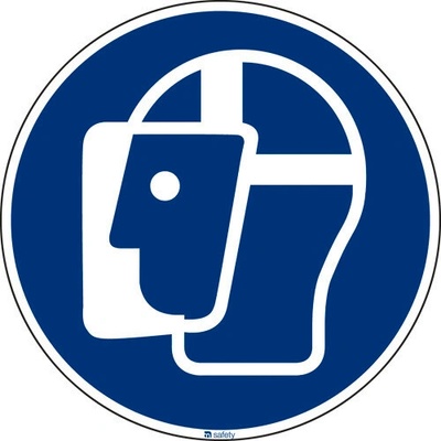 Značka Použite ochranu tváre, ISO 7010, samolepka, , 100 mm, 10 ks