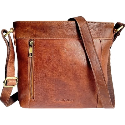 SendiDesign V-887 kožená kabelka Cognac