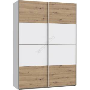 Forte Гардероб KARO 150x210 см бял/артизански дъб (FR0083)
