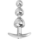 SuperLove Triple Bead Anal Plug Silver-Clear Gem