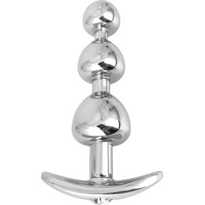 SuperLove Triple Bead Anal Plug Silver-Clear Gem