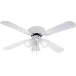 Muhler Вентилатор таванен 42'' Muhler MCF-4262W N, Мощност 55W, 3 скорости, Механично управление, MDF перки, 4 витла, Осветление - 3бр. крушки, Обратна ротация, Бял (KT-1005457)