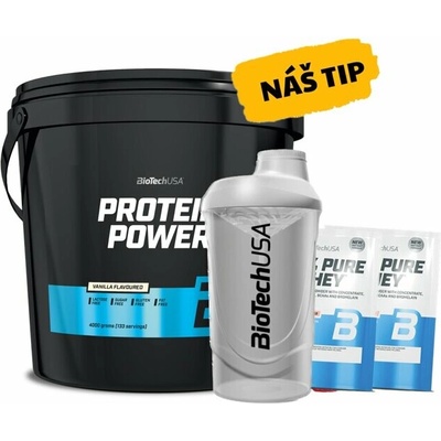 AKCE BioTech Protein Power 4000 g + ZDARMA Šejkr 600 ml + 2x vzorek