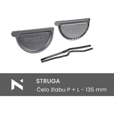 Bratex Struga Čelo žľabu komplet pravé + ĺavé 135 mm RAL 9005 černá matná