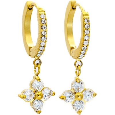 BRUNOshop.cz Visací náušnice HVĚZDIČKA s kamínky gold S4538