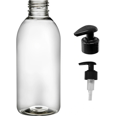Tera plastová lahvička čirá s černou pumpičkou 250 ml