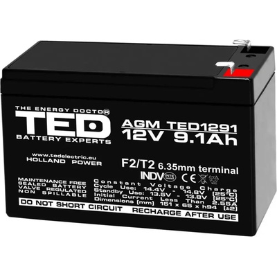 Ted electric АКУМУЛАТОР 12v / 9ah agm ted electric (5949258003263)