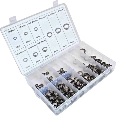 Hadicové spony, průměr 5,8 - 21,0 mm, nerez, sada 170 ks - ASTA