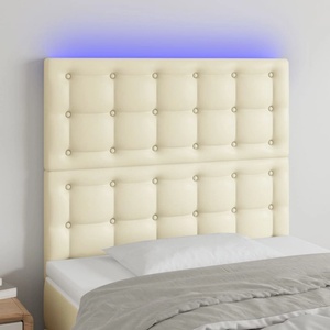 vidaXL LED горна табла за легло, кремава, 100x5x118/128 см (3122510)
