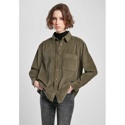 Urban Classics Дамска блуза в цвят маслина Urban Classics Ladies Corduroy OversizedUB-TB3755-00176 - Маслина, размер XS