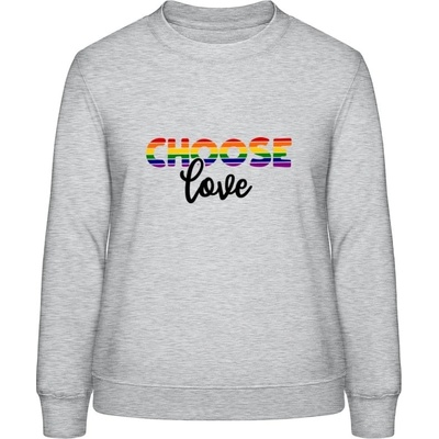 AWDis Dúhová mikina s Nápisom Choose Love šedivá sivá