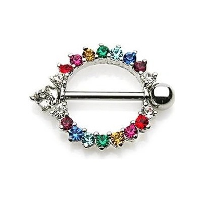 Šperky4U piercing do bradavky barevné zirkony BR01008